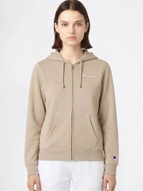 Beige Champion Women's Zip Hoodie